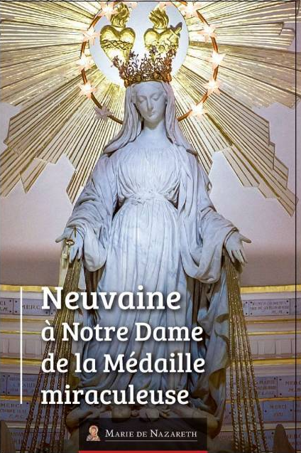 Notre Dame de la Médaille Miraculeuse - Livret neuvaine - statue de la sainte Vierge couronnée d'étoiles