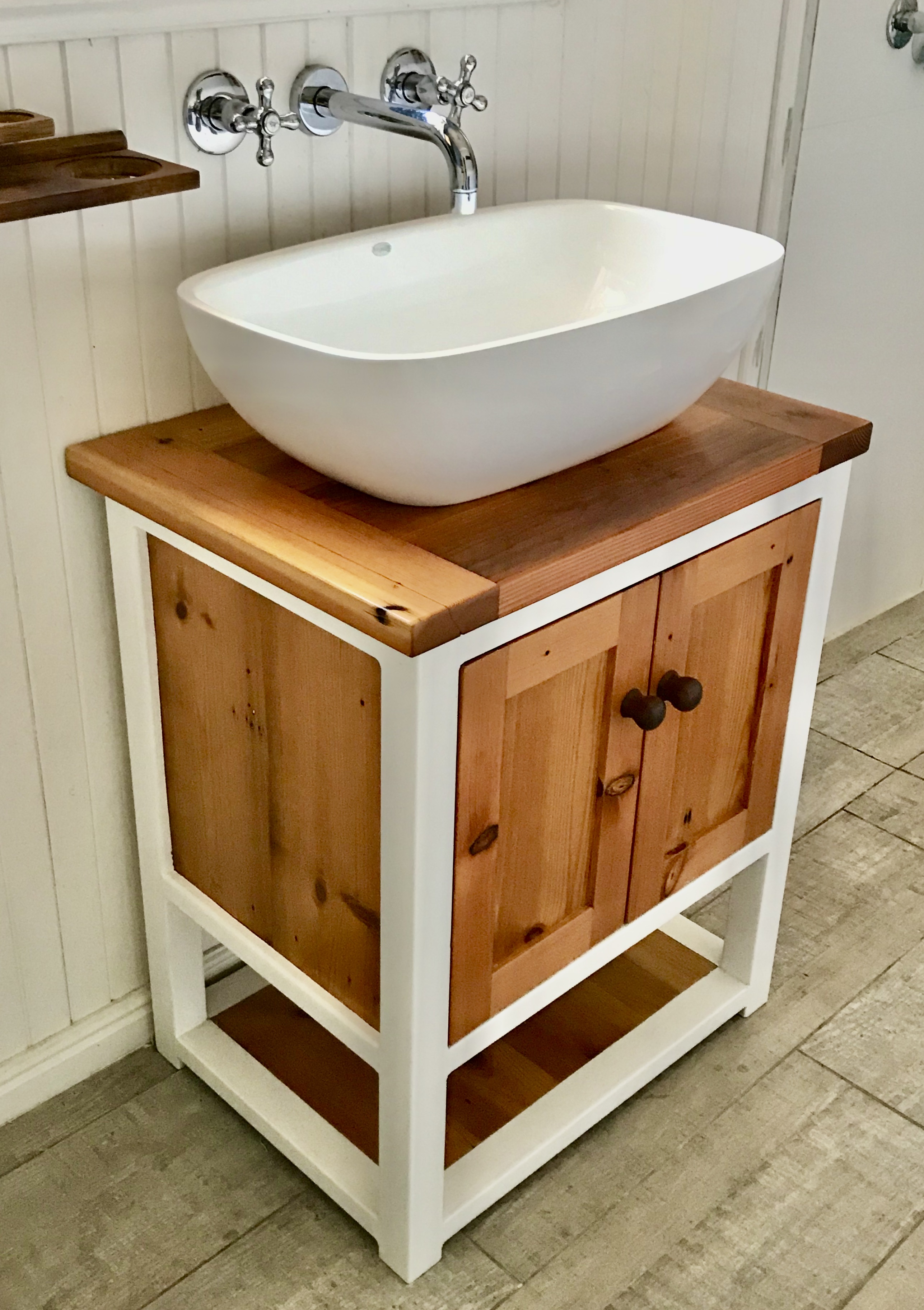 Oregon pine bathroom cabinet