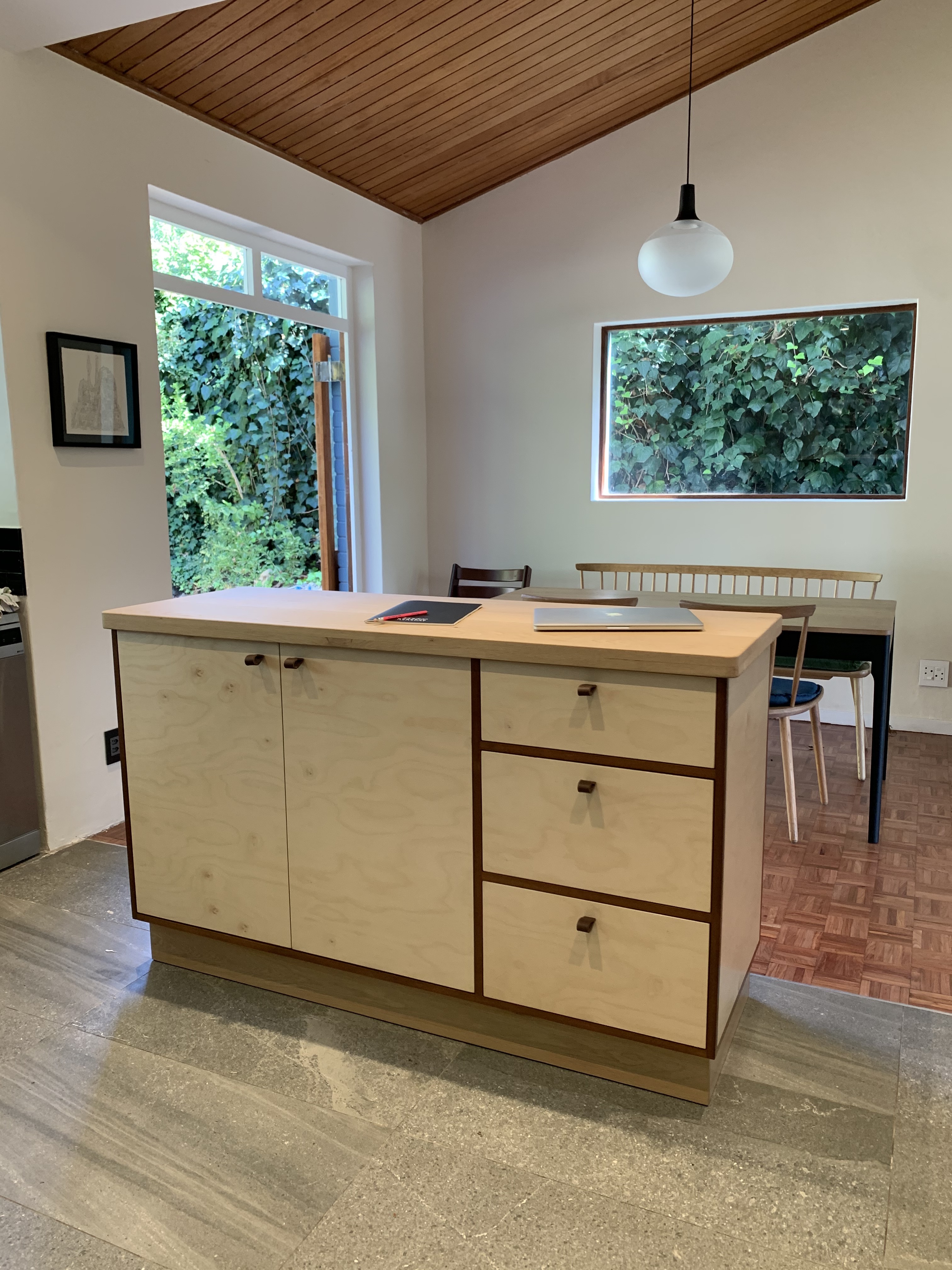 Birch ply, mahogany and oak kitchen island