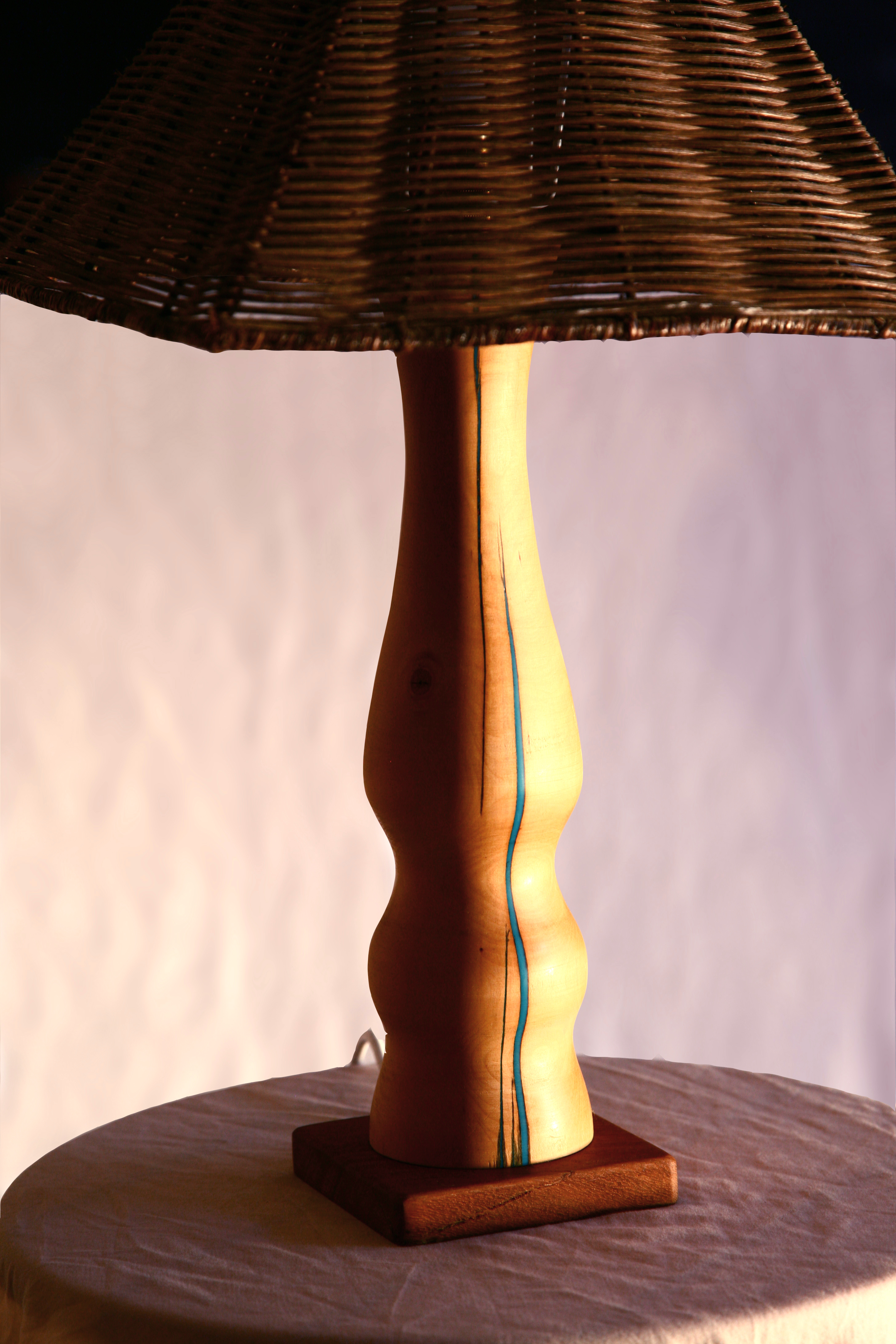 Yellowwood lamp stand and second hand lamp shade