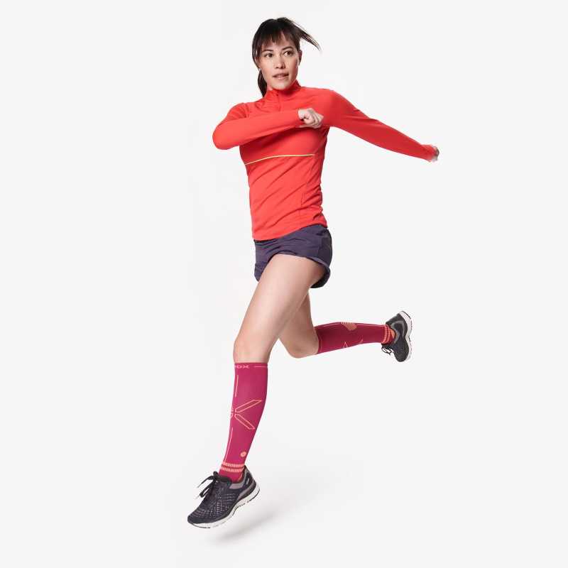 Running Socks Women - Fuchsia / Orange 