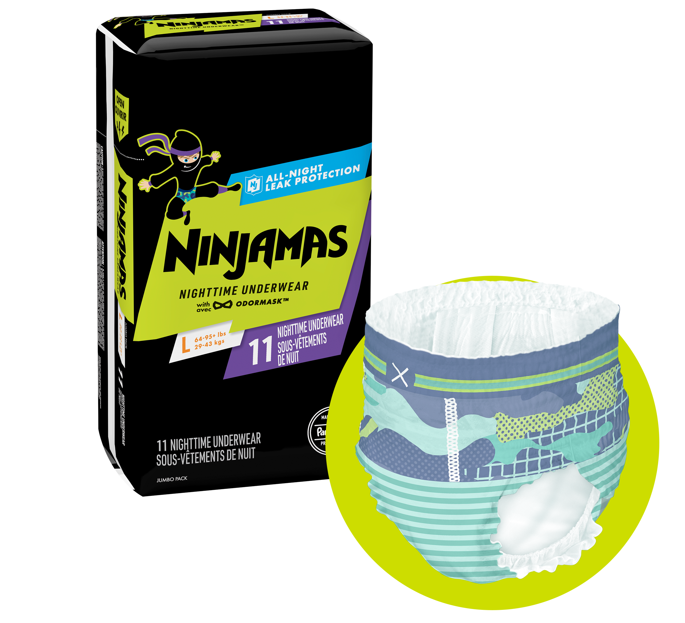 Ninjamas  Absorbent Nighttime Bedwetting Underwear - Large