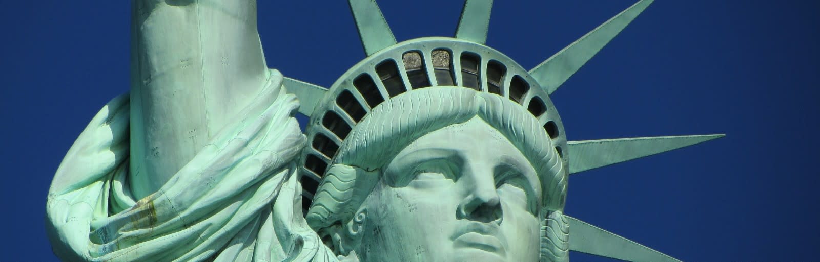 Close up view of the Statue of Liberty