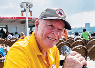 Tim Hollan Circle Line tour guide on boat