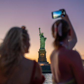 View of the Statue of Liberty in the evening