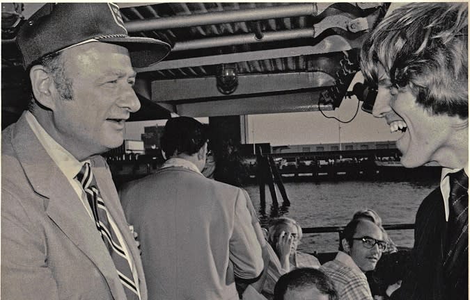 Mayor Ed Koch with John Flannery aboard the Circle Line 