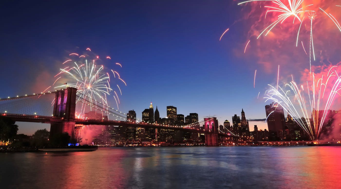 Fireworks by the Brooklyn Bridge