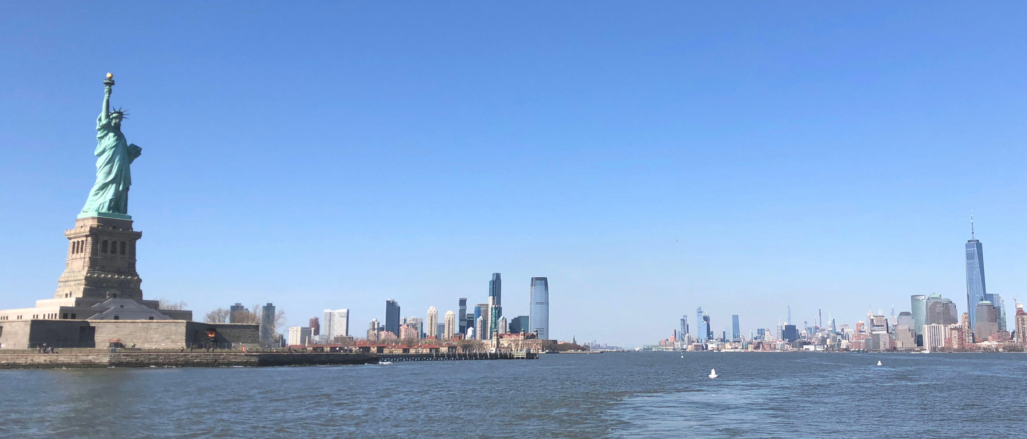 Statue and NYC Harbor Wide Angle