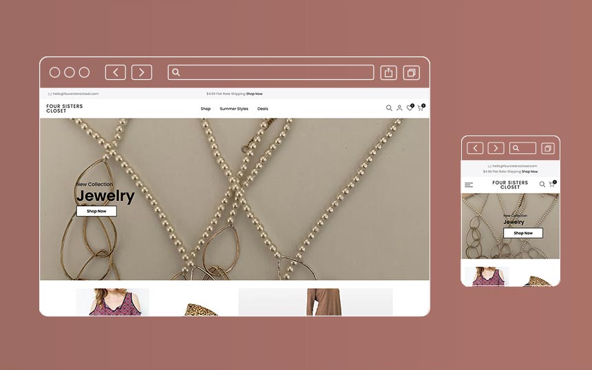 Four Sisters Closet e-commerce site build on the Shopify platform