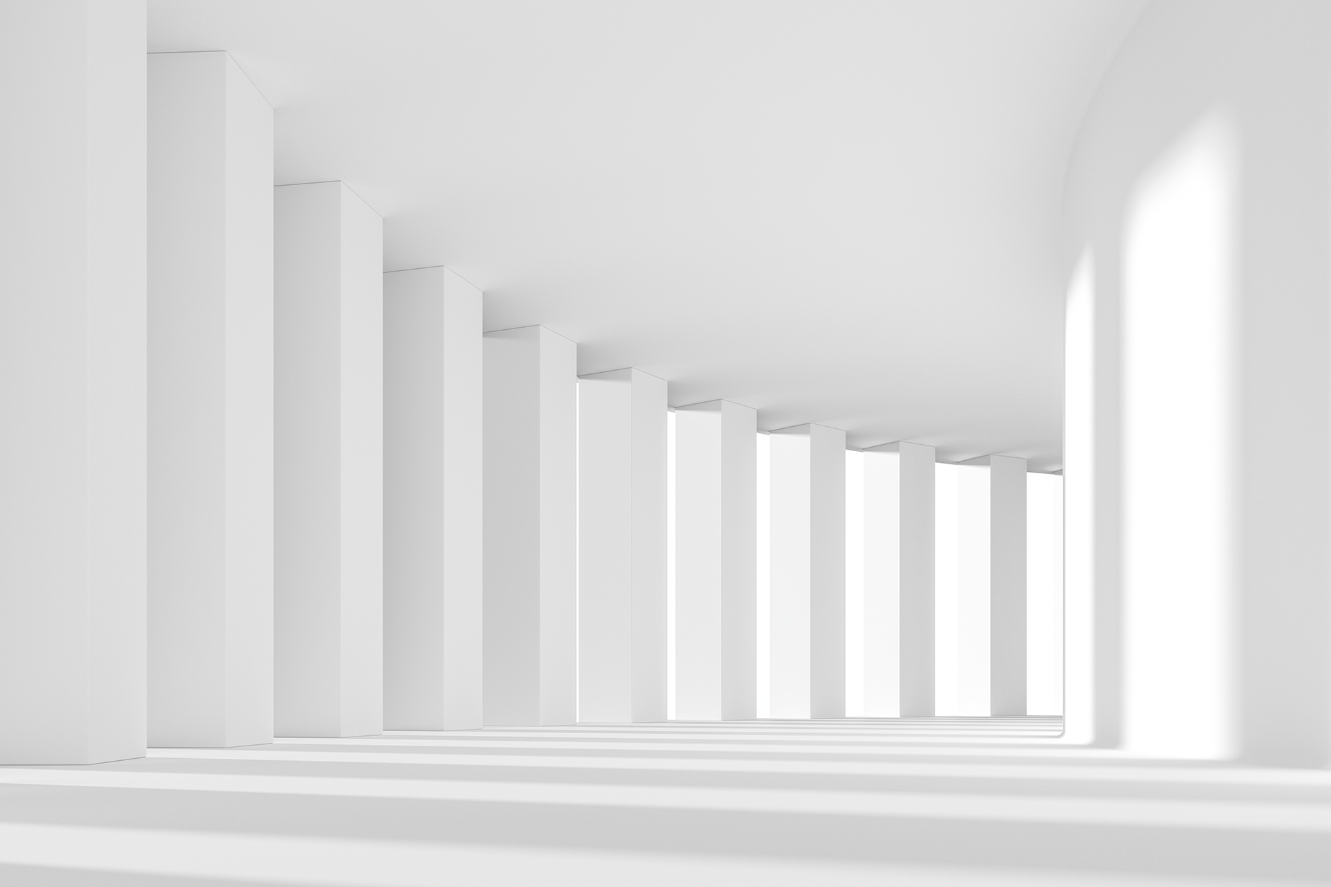 A white silhouetted hallway.
