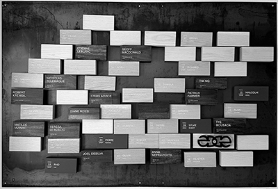 Image of the 10 year partner block wall in the EdgePoint lobby.