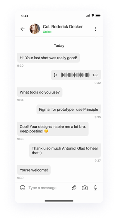 UI design of the Splash app-s messaging screen