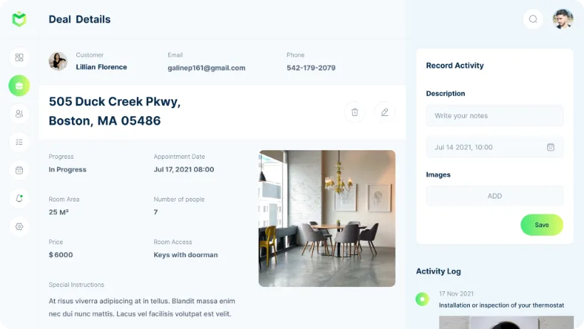 UI design of the Realtix deal details page