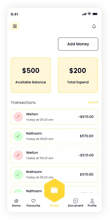 UI design of the Ride Vantage wallet screen