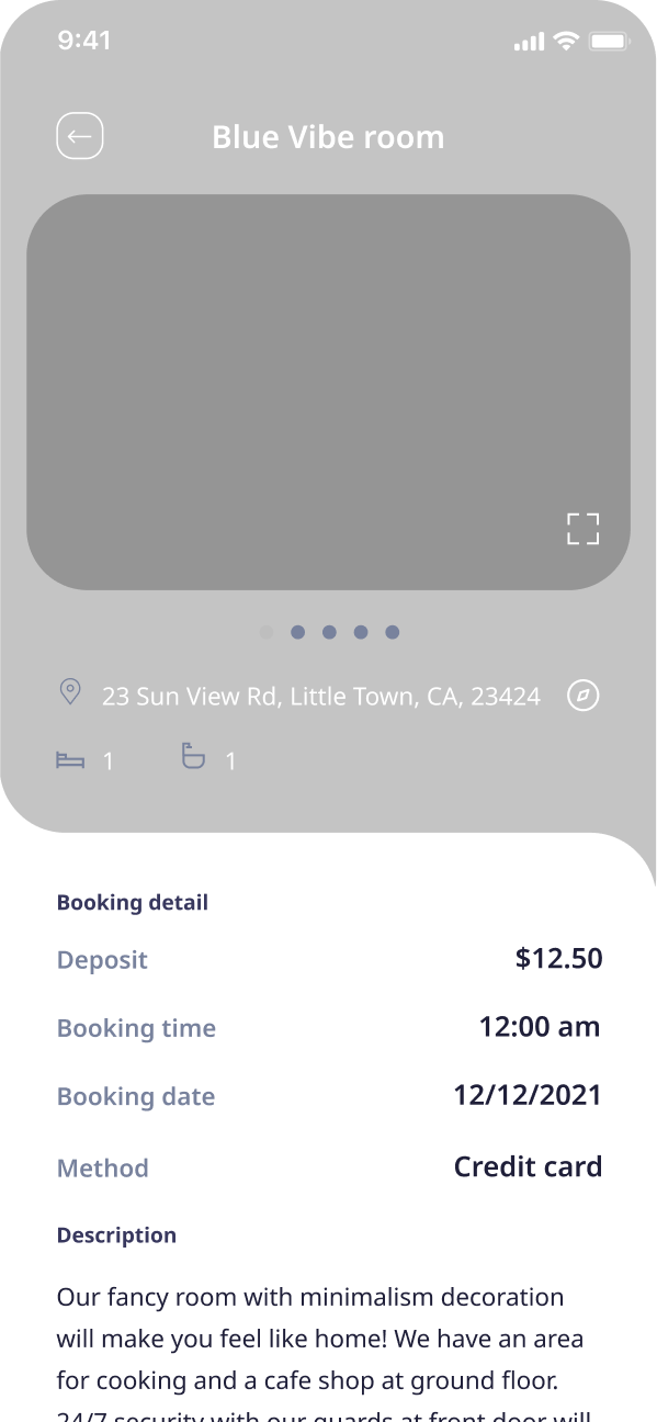 E-booking app booking details screen