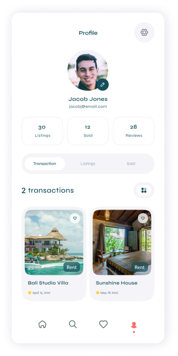 UI design of Turveyor user profile page