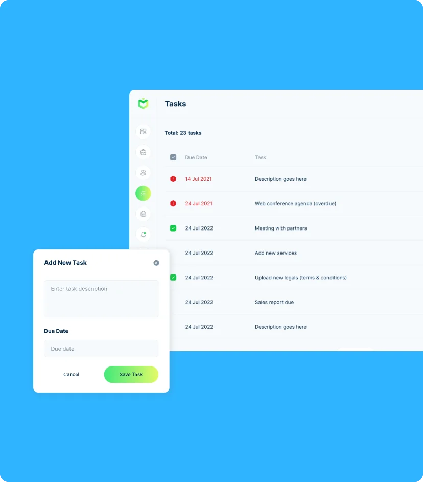 Realtix tasks list key feature 