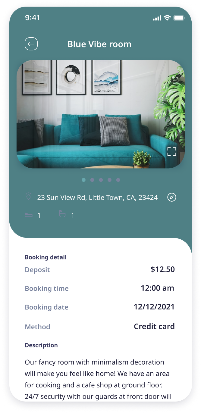 E-booking app booking summary