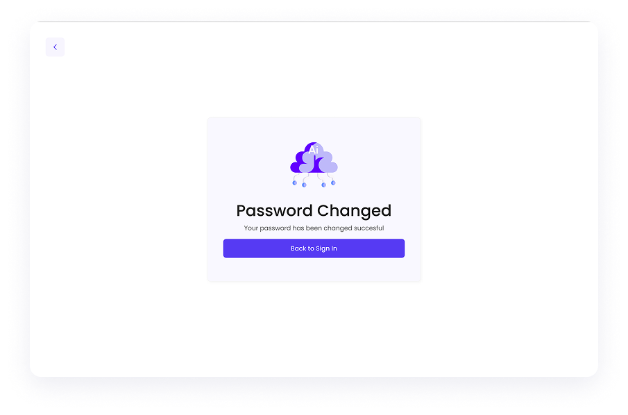 UI design of Writemaster password changed confirmation screen