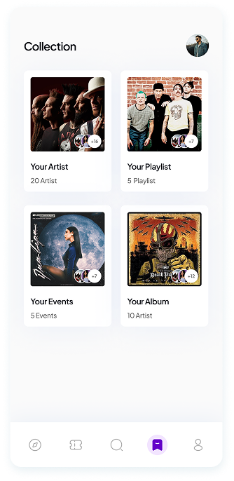 UI design of Muzz app collection screen