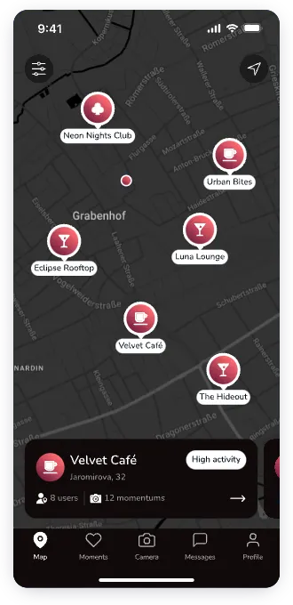 UI design of Lafla map screen