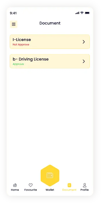 UI design of the Ride Vantage document verification screen