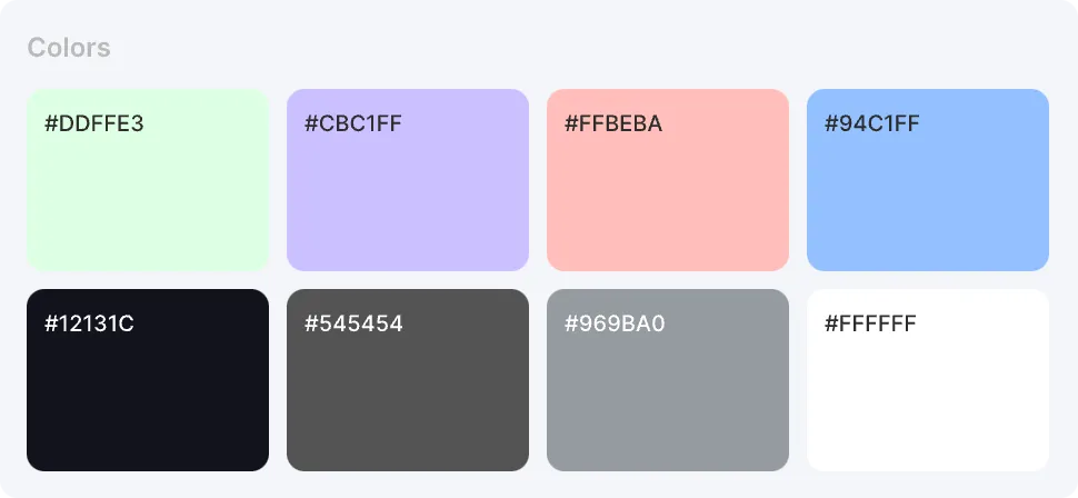 Gingo admin panel color palette