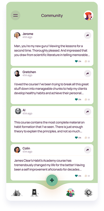 LifeBalance screen displaying a community feed