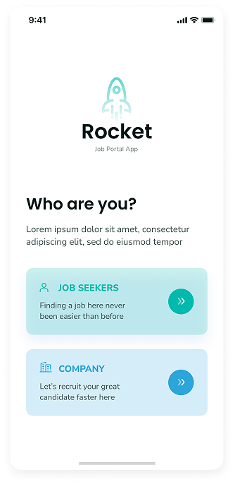 UI design of Rocket app-s user selection screen