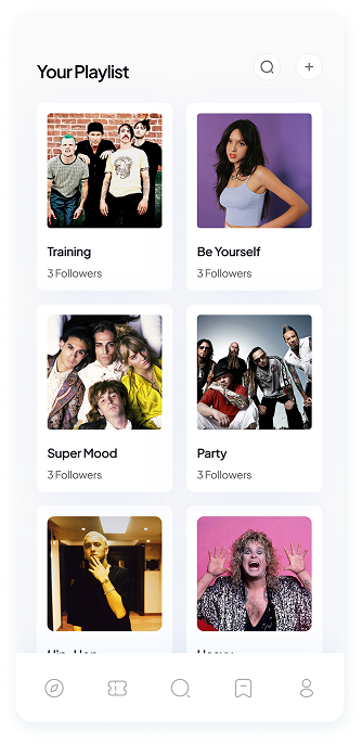 UI design of Muzz app playlist screen