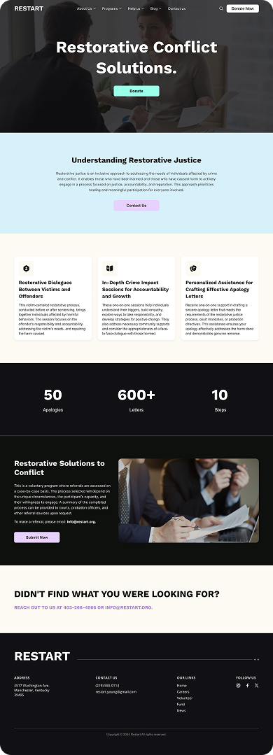 UI design of RESTART solutions page