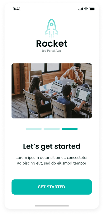 Rocket job portal app-s introductory screen UI design