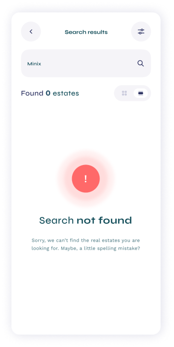 UI design of Turveyor no search results screen