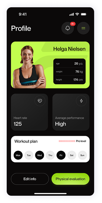 UI design of Fitty user profile screen