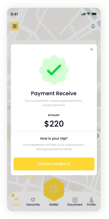 UI design of the Ride Vantage payment confirmation screen