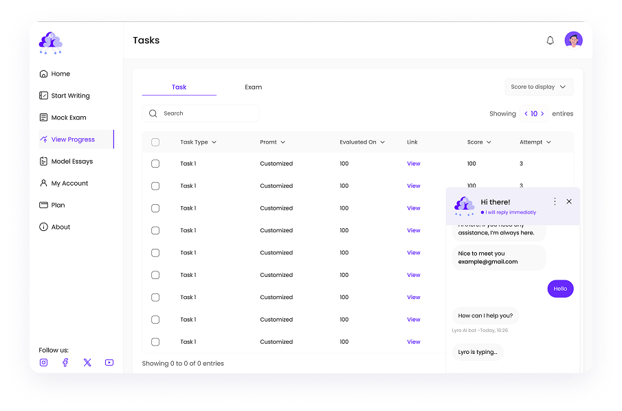 UI design of Writemaster task progress page