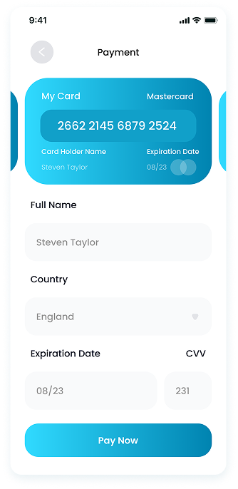 UI of the E-Doctor app-s payment page