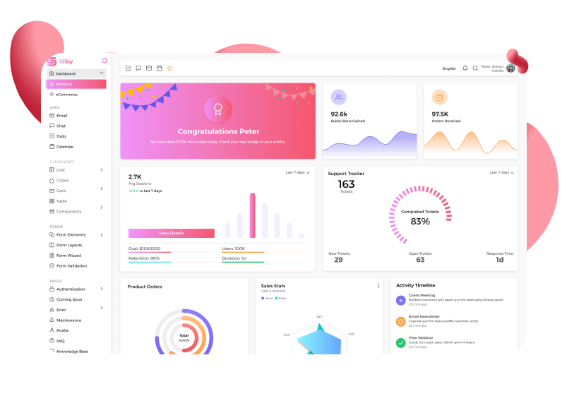 VueJS admin panel template design