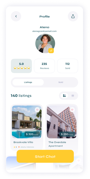 UI design of Turveyor user profile screen"