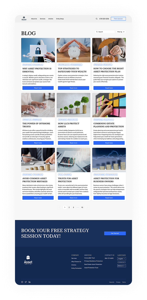UI design of the Asset Protection blog page