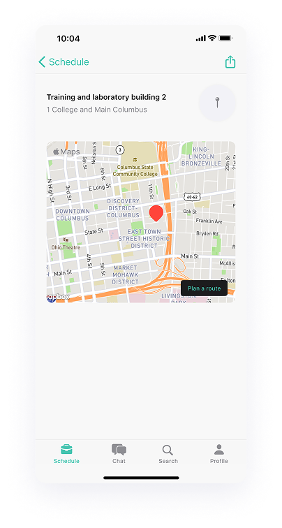 University Student app-s UI design of the campus location screen