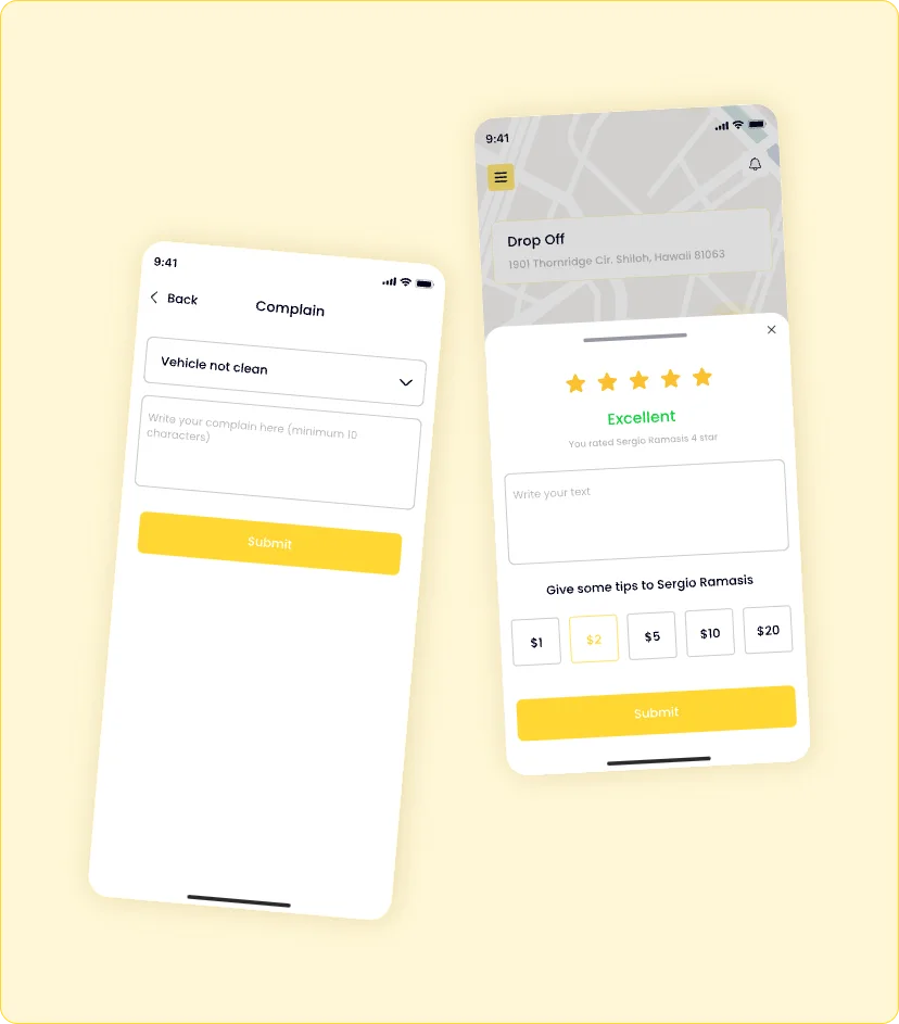 Ride Vantage feedback and support center feature