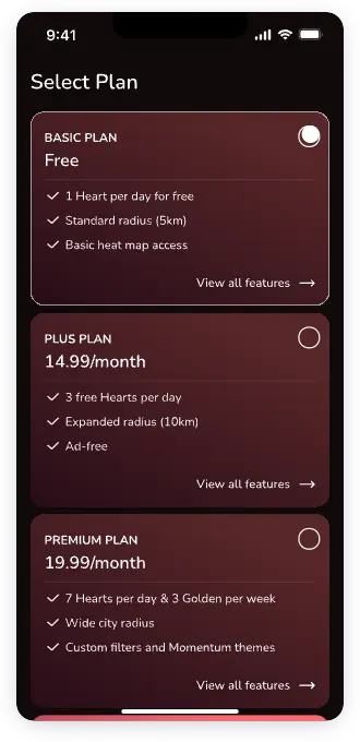 UI design of Lafla subscription plan selection screen