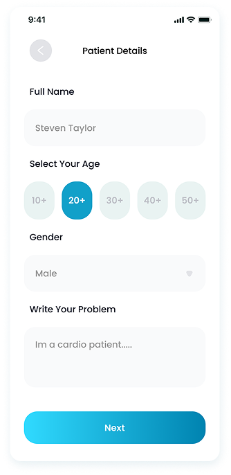 UI design of the E-Doctor app-s patient details screen