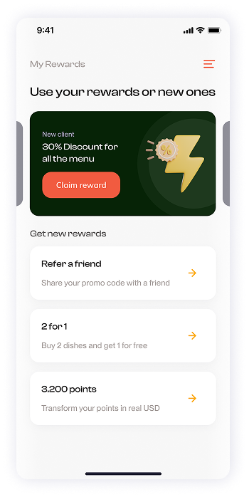 Have Meal app rewards screen UI design