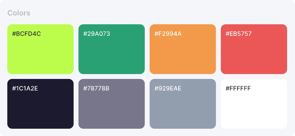 Tango app color palette