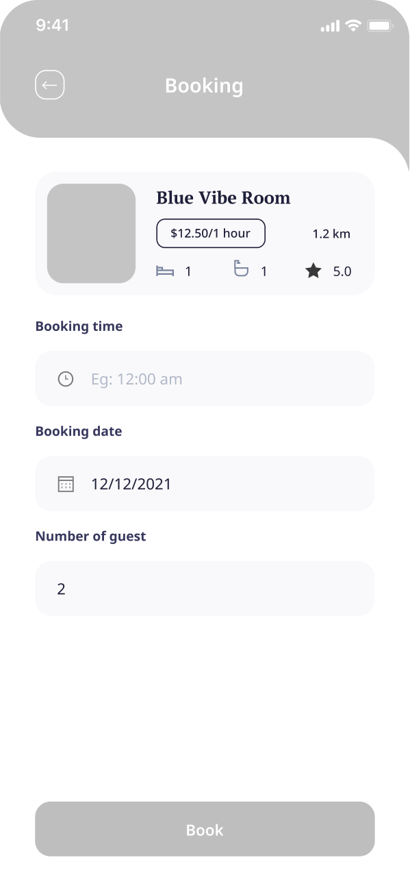 E-booking app booking process