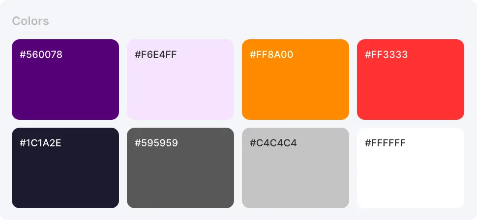 Starbooks app color palette