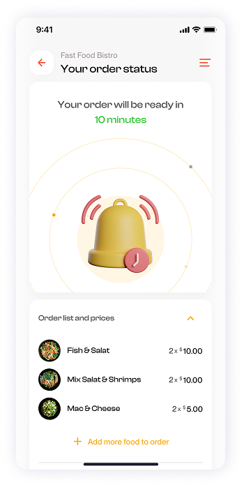 Have Meal app order status screen UI design