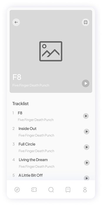 Wireframe of Muzz app album page